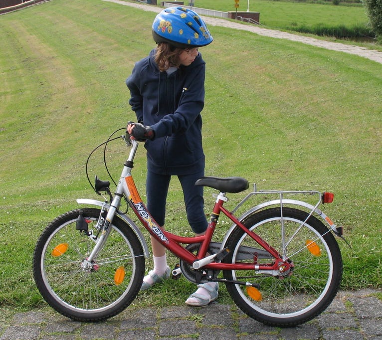 Erste Fahrt mit Fahrrad